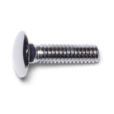 Midwest Fastener Carriage Bolt, Square Neck, 20 (Coarse), 1 in L, Steel, Chrome, 5 PK 74121